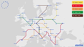 21st Europe’s Starline network will connect 39 destinations in European countries - with lines reaching the UK, Turkey and Ukraine too.