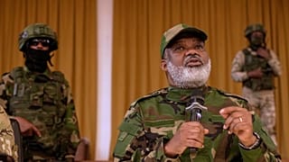 FILE - Rebel leader of group of Alliance Fleuve Congo (AFC) including M23, Corneille Nangaa, addresses a news conference in Goma, DRC, 30 January 2025.