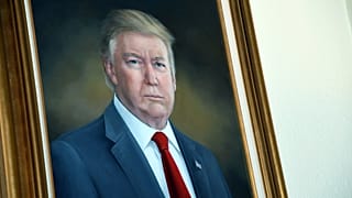 President Donald Trump's portrait hangs in the Colorado Capitol after an unveiling ceremony, 1 August 2019, in Denver.