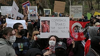 Protesters shout slogans during a gathering after Istanbul's Mayor Ekrem İmamoğlu was arrested and sent to prison in Istanbul, 25 March, 2025