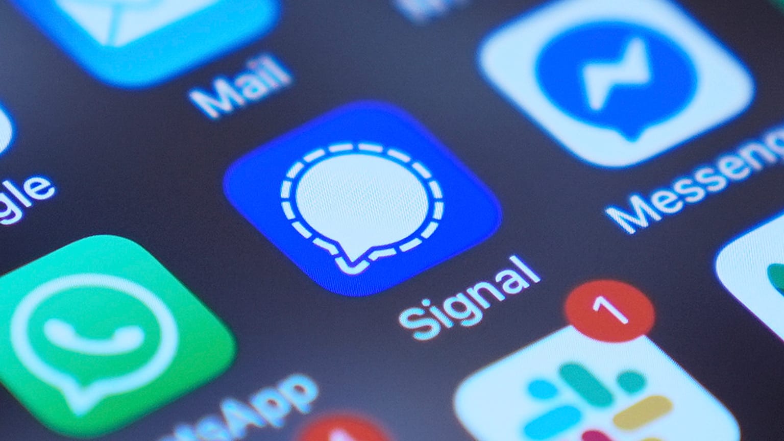 Aplicação Signal num smartphone, no ecrã de um dispositivo móvel