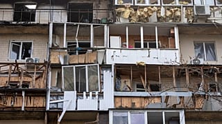 Ukrayna'nın başkenti Kiev'de 23 Mart 2025 Pazar günü bir drone saldırısı