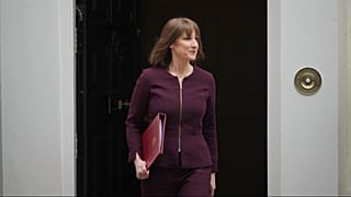 Britain's Chancellor of the Exchequer, Rachel Reeves, leaves 11 Downing Street to deliver the spring statement at the House of Commons in London, Wednesday, March 26, 2025. 