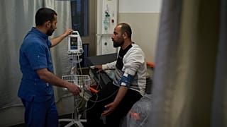 Hamdan Ballal, co-director of No Other Land, being checked at a Hebron hospital after being detained by the Israeli army, 25 March 2025.