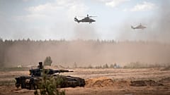 Самолеты Eurocopters Tiger немецкой армии принимают участие в военных учениях в Литве, 29 мая 2024 г.