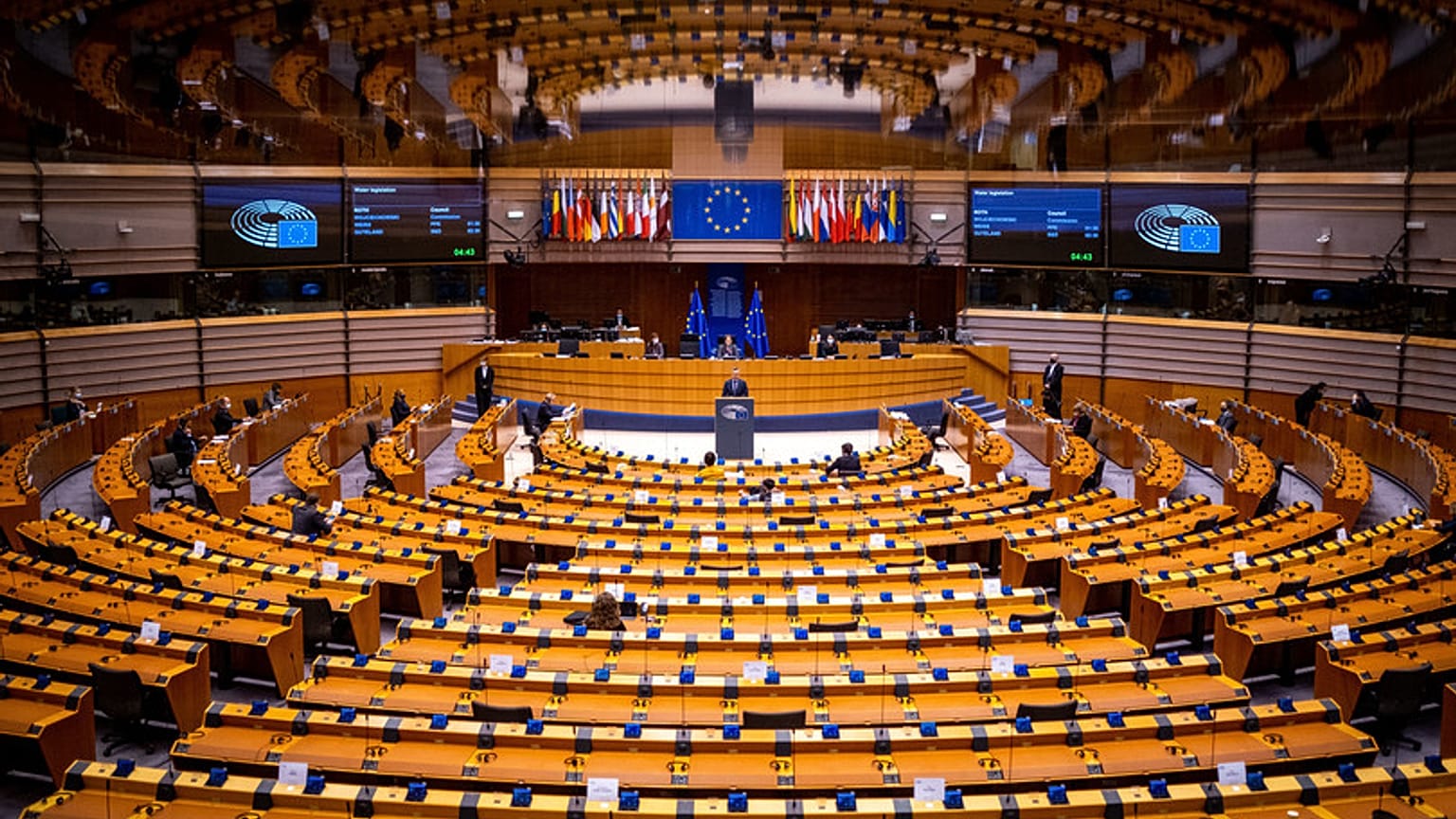 O hemiciclo do Parlamento Europeu em Bruxelas