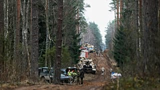 Military equipment parked at a training range in Pabrade north of Vilnius, 27 March, 2025