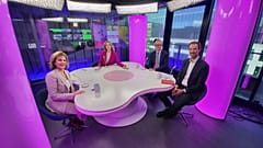 Host Méabh Mc Mahon with Shada Islam, Jerome Bellion-Jourdan and Ken Godfrey