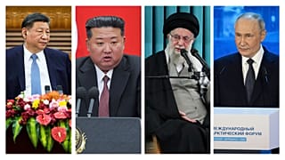 به ترتیب از راست: رهبران روسیه، ایران، کره شمالی و چین