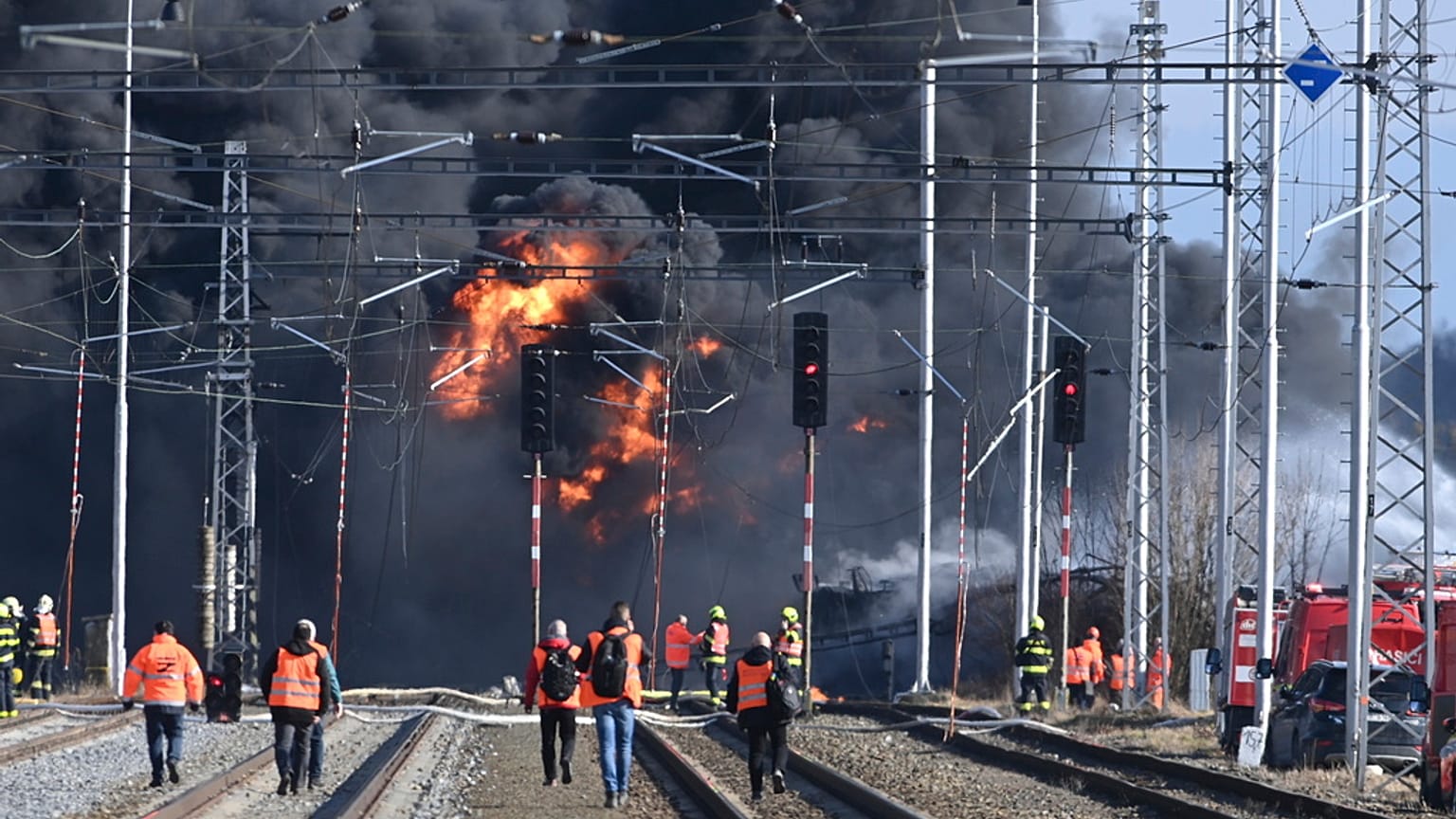 Le déraillement d'un train de marchandise a entraîné une importante pollution au benzène dans l'est de la République tchèque, le 18 février 2025.