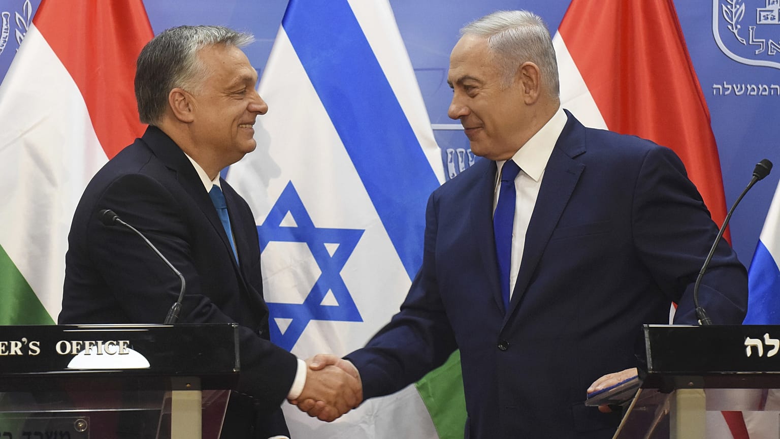 Orbán Viktor és Benjamin Netanjahu 2018-ban Jeruzsálemben