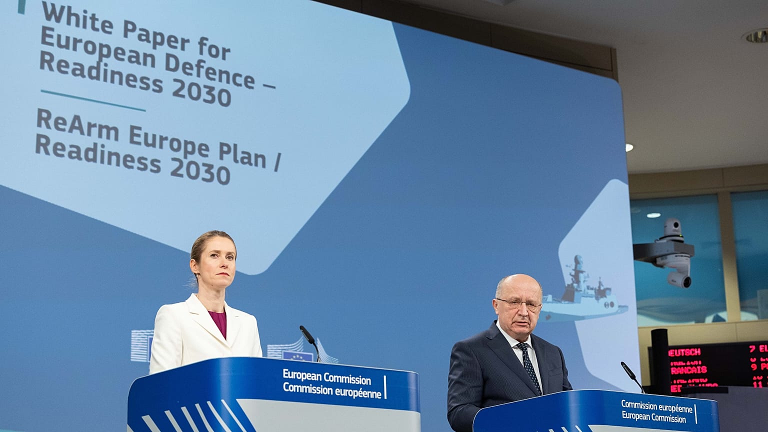 EU foreign affairs chief Kaja Kallas and defence commissioner Andrius Kubilius
