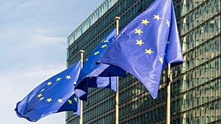 Σημαίες της Ευρωπαϊκής Ένωσης κυματίζουν στον άνεμο πριν από τη σύνοδο κορυφής της ΕΕ στις Βρυξέλλες, 27 Ιουνίου 2024