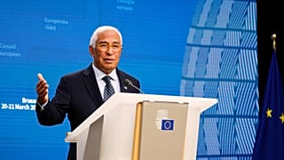 European Council President Antonio Costa addresses a media conference at the end of an EU summit in Brussels, 20 March, 2025