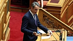 Ο Κυριάκος Μητσοτάκης στο βήμα της Βουλής