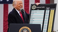Trump zeigt eine Tafel mit "angepassten reziproken Zöllen".