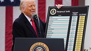 Trump zeigt eine Tafel mit "angepassten reziproken Zöllen".