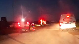 Screenshot from a video released by the Palestinian Red Crescent Society taken by by one of the 15 Palestinians medics killed