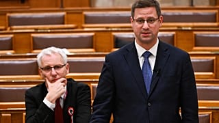 Gulyás Gergely Miniszterelnökségért felelős miniszter a Parlament plenáris ülésén 2025. március 17-én.