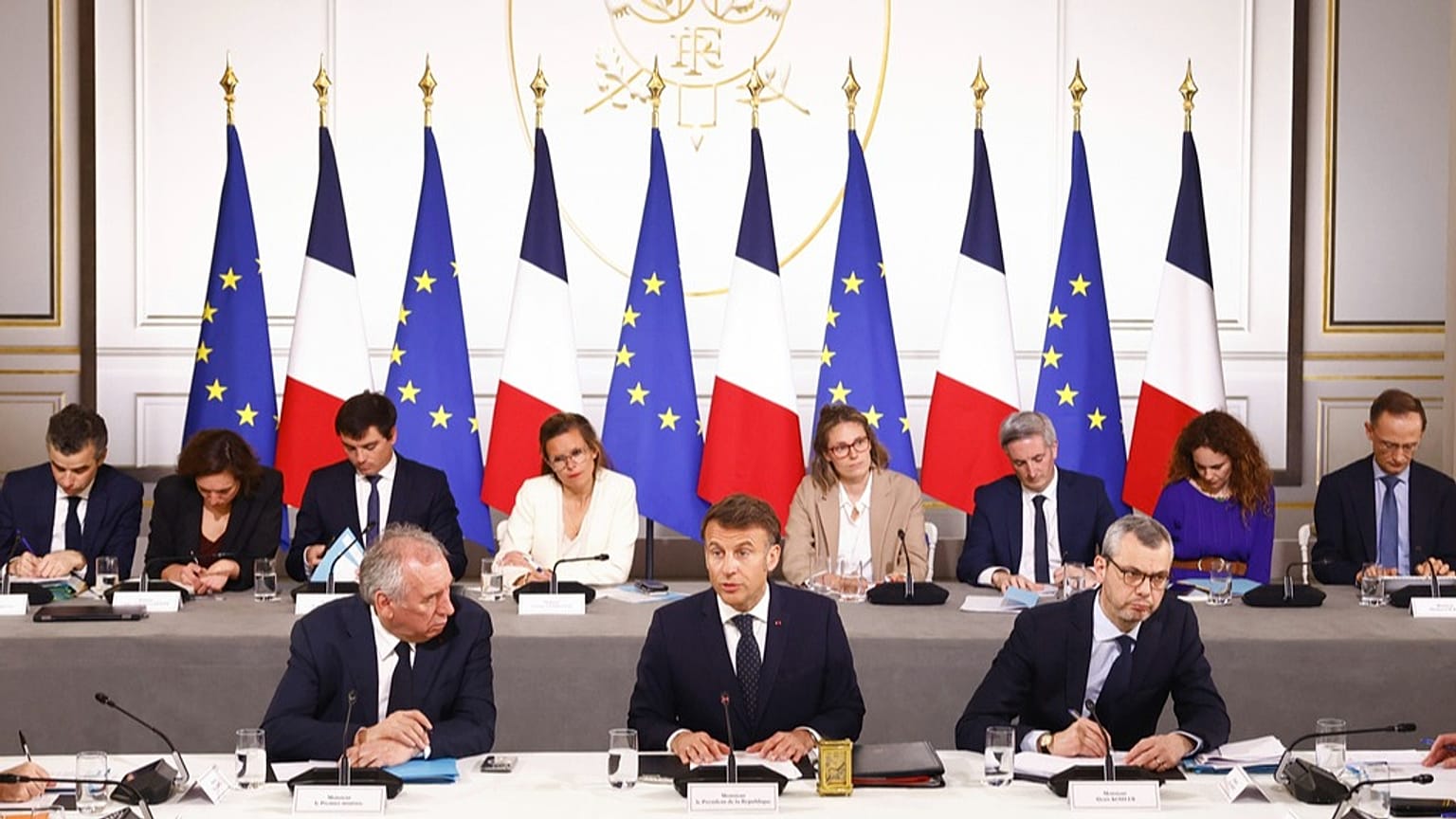 Emmanuel Macron à l'Éysée, le jeudi 3 avril 2025.