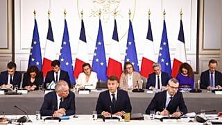 Emmanuel Macron à l'Éysée, le jeudi 3 avril 2025.