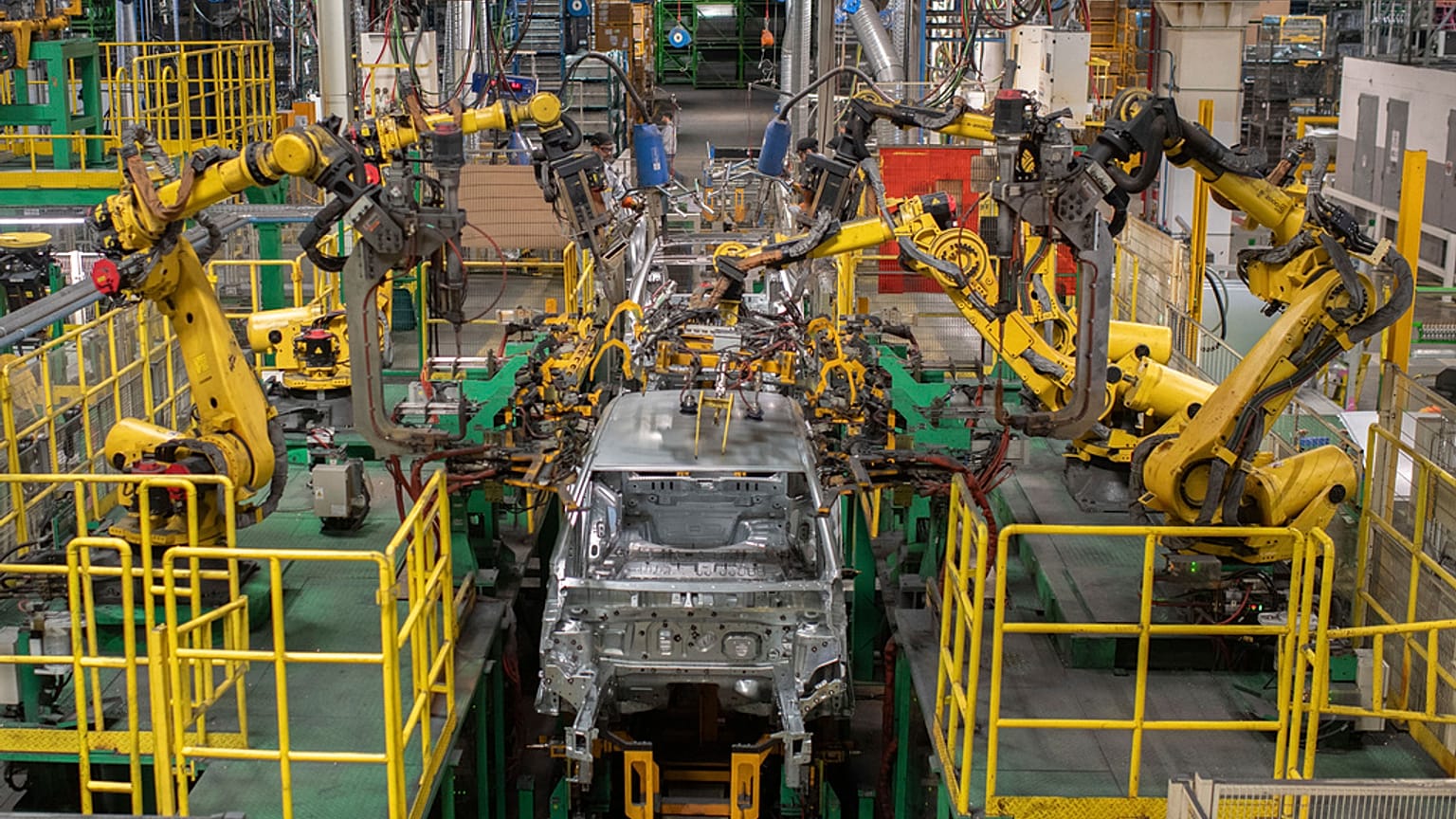 Une chaine de montage da la marque automobile Renault, archives. 