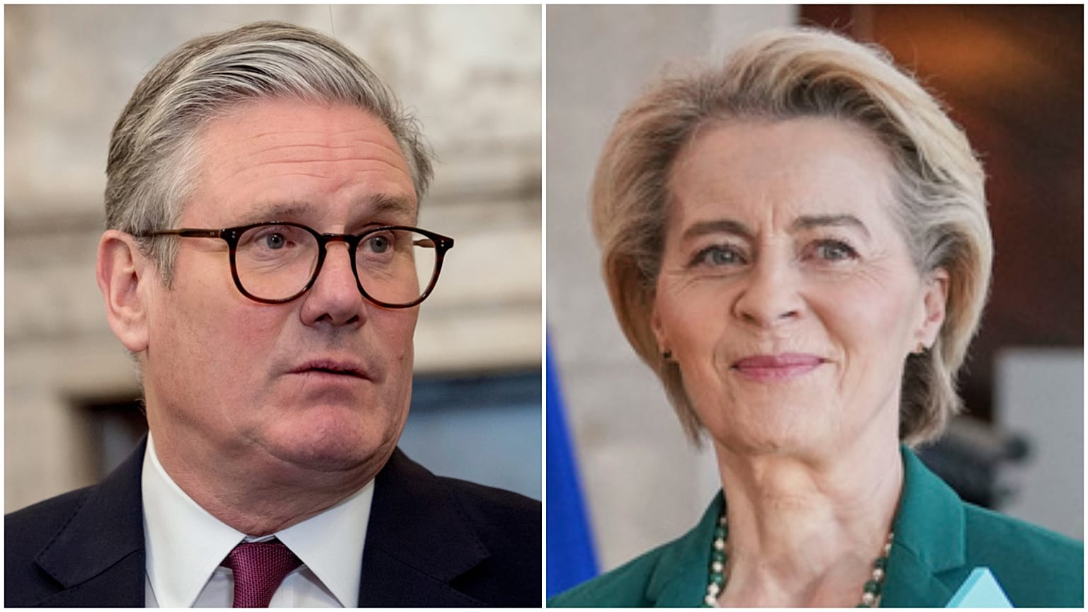 Keir Starmer brit miniszterelnök és Ursula von der Leyen 
