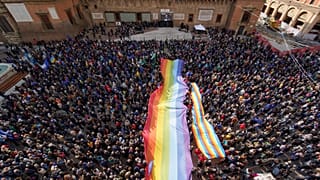 Manifestación por Europa en Bolonia