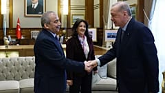 President Recep Tayyip Erdoğan met with the DEM Party's İmralı delegation consisting of Sırrı Süreyya Önder and Pervin Buldan at the Presidential Complex.