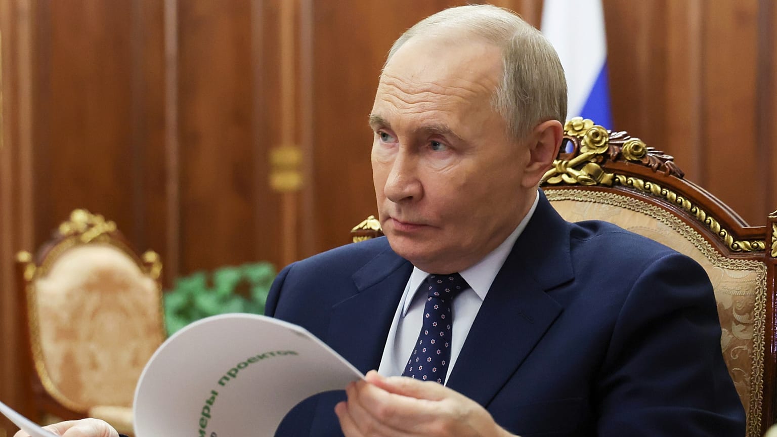 Russian President Vladimir Putin during a meeting in the Kremlin in Moscow, 10 April, 2025