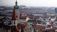 Arial view of the city center of German federal state Bavaria capital Munich, Germany, Saturday, Nov. 12, 2022. 