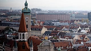 Arial view of the city center of German federal state Bavaria capital Munich, Germany, Saturday, Nov. 12, 2022. 