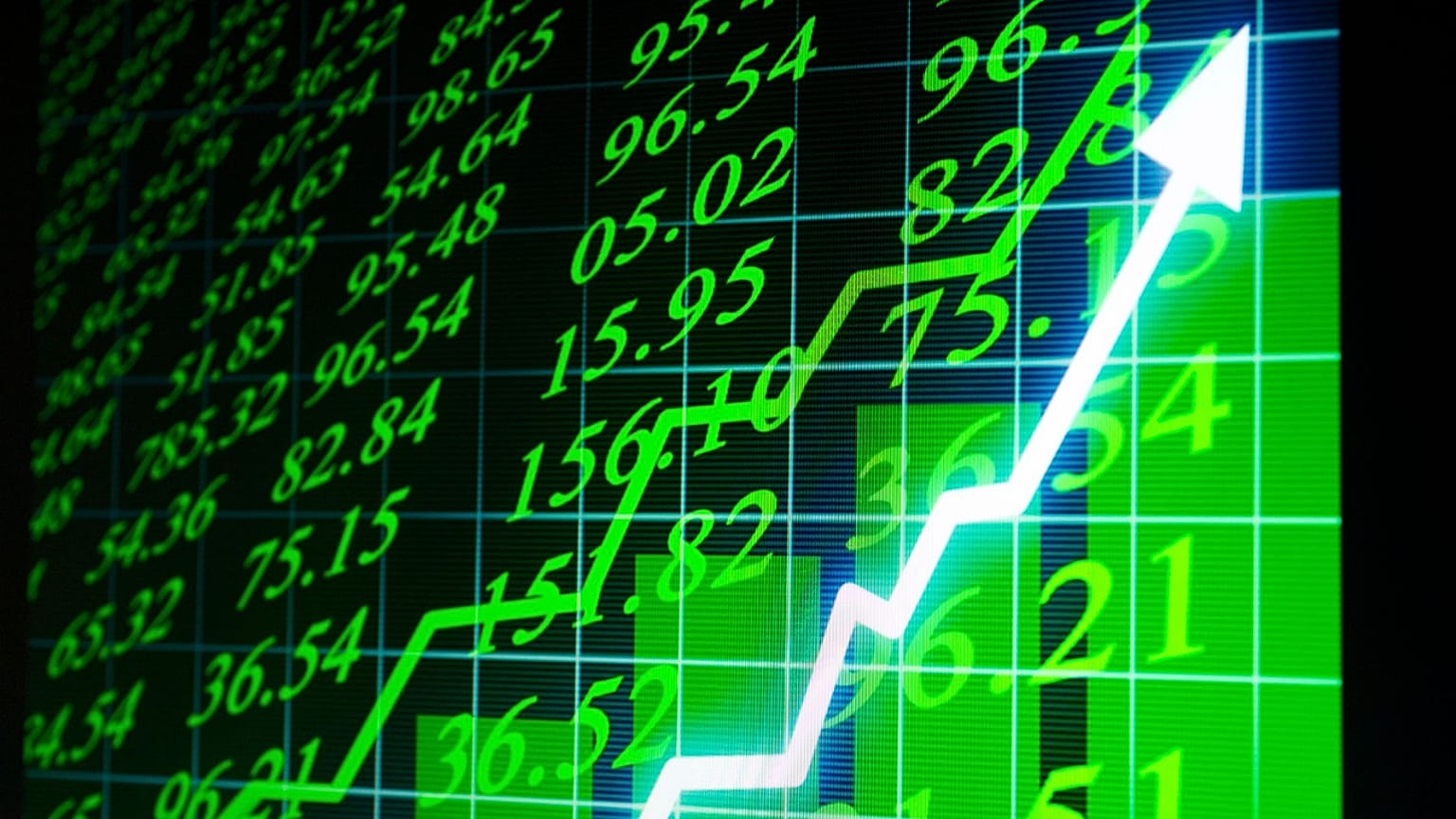 Indicadores bursátiles en una pantalla