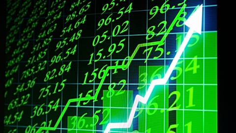 Stock market indicators on a screen