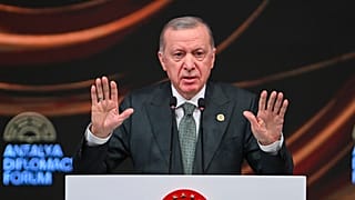 urkish President Recep Tayyip Erdogan gives a speech during the opening ceremony of the Antalya Diplomacy Forum in Antalya, Turkey, Friday, April 11, 2025