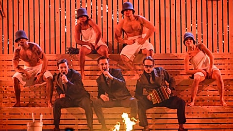 KAJ performs their winning song "Bara Bada Bastu" after triumphing at Sweden’s Melodifestivalen on 8 March 2025.