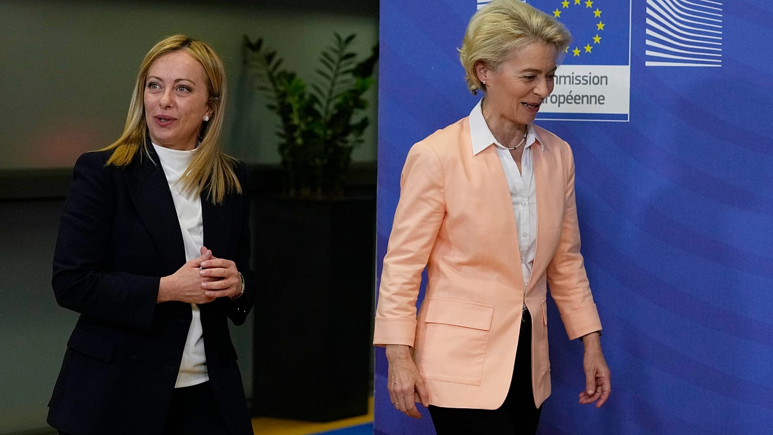 Imagen de archivo de Giorgia Meloni y Ursula von der Leyen durante una comparecencia en 2022