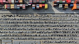 Volvo cars at the Yangtze River Port in Nanjing, 9 April, 2025