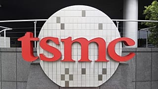 Taiwan Semiconductor Manufacturing Co., Ltd. (TSMC) logo brands the headquarters in Hsinchu, Taiwan, Wednesday, Oct. 20, 2021
