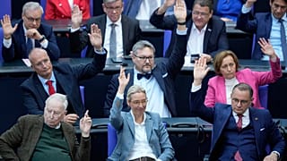 Auf diesem Foto vom Dienstag, 7. Mai 2019, nimmt Alice Weidel, Co-Fraktionsvorsitzende der Partei Alternative für Deutschland (AfD) im Deutschen Bundestag.i