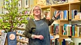 Amber at FOLDE bookshop - one of three UK bookshops providing climate hope.