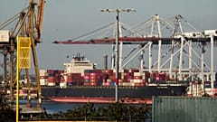 File photo - The NYK Meteor container ship is moored at the Port of Los Angeles, Wednesday, April 9, 2025, in Los Angeles.