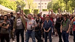 Manifestación en la plaza Madách de Budapest