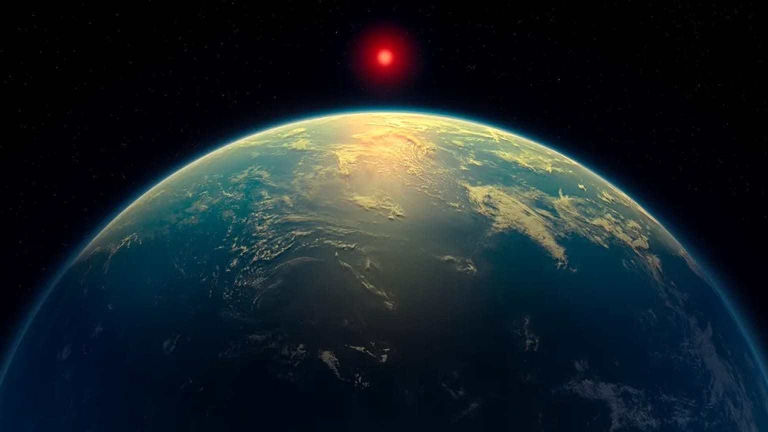  K2-18b'yi resmeden bir illüstrasyon.