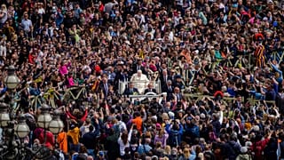 Pope Francis leaves after celebrating the Palm Sunday's mass in St. Peter's Square at the Vatican, 2 April, 2023