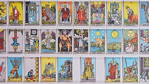 A selection of cards from the Rider–Waite Tarot deck. 
