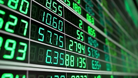 Stock market indices on a screen