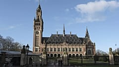 Ein Blick auf den Friedenspalast, in dem der Internationale Gerichtshof (Weltgerichtshof) untergebracht ist, in Den Haag, Niederlande, am 26. Januar 2024.