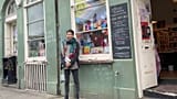 Jess Gaitán Johannesson outside Lighthouse, Edinburgh's Radical Bookshop.