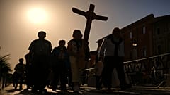 Pilgrims arrive in St. Peter's Square at the Vatican, Tuesday, April 22, 2025. 
